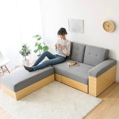 値下げ交渉可】3人掛けソファベッド(収納付き)