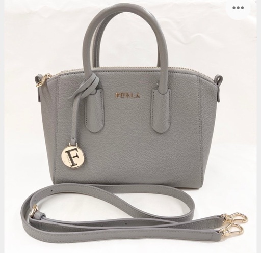 【美品】FURLA フルラ TESSA テッサ ハンドバッグ 2way ショルダーバッグ 肩掛け 斜め掛け グレー系 レザー レディース