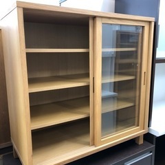 無印良品 キャビネット ガラス扉 ナチュラル【トレファク堺福田店】