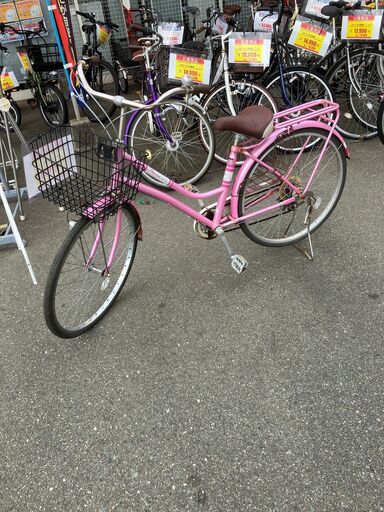 26インチ 自転車 ピンク色 6段ギア ママチャリ シティサイクル No.778● ※現金、クレジット、スマホ決済対応※