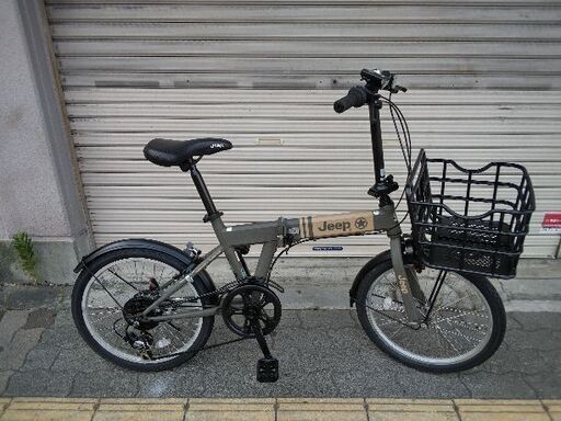 美品☆Jeep[ジープ]JE-206G 20吋折り畳み自転車 外装6段/オリーブ