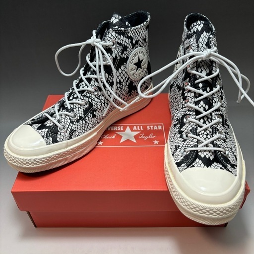 Grey 170104c CONVERSE CHUCK 70 HI LEATHER SNAKE 白黒 27cm Mens 