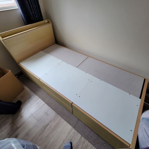 ニトリ 木製 シングルベッド フレーム 収納ベッド 約W96×D204×H90cm(解体済) 24h菊DO