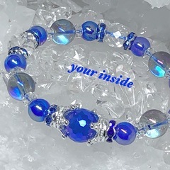 中国翡翠＆ブルーカルセドニー入り9mm玉ブレスレット富と繁栄と運を貴方に