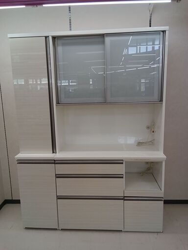 ★ジモティ割あり★ シギヤマ家具 食器棚 (2枚扉) ホワイト W151×D48.5×H205 クリーニング済み TC4175