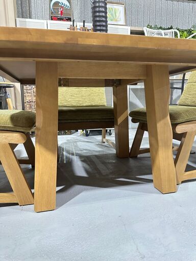 ☆ダイニングセット☆ 4人掛け W110cm ブラウン 座面低め グリーン 和  