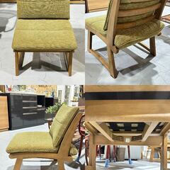 ★ダイニングセット★ ４人掛け W110cm ブラウン 座面低め グリーン 和モダン クッション ゆったり リビング