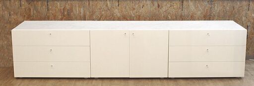 (Y)北大前! 札幌 引取 cassina/カッシーナ フラットキャビネット ホワイト 3段ドロアー+2ドア+3段ドロアー 256FLAT 収納 チェスト 大理石