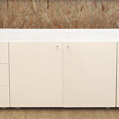 (Y)北大前! 札幌 引取 cassina/カッシーナ フラットキャビネット ホワイト 3段ドロアー+2ドア+3段ドロアー 256FLAT 収納 チェスト 大理石