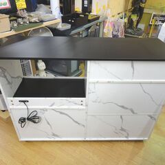 ミドルレンジボード 大理石調 幅120cm 奥行41cm 高さ89cm コンセント 