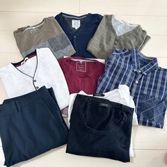 紳士服メンズ 薄手の長袖&Tシャツ&ハーフパンツ合計9点まとめ売...