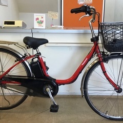 整備・美品＞パナソニック・26インチ電動アシスト自転車・レッド