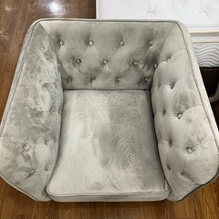 グレー ベルベット 1人掛けソファ　LOWYA 最終値下げ 幅149] ソファ 2人掛けソファ カウチソファ ベルベット調 天然木