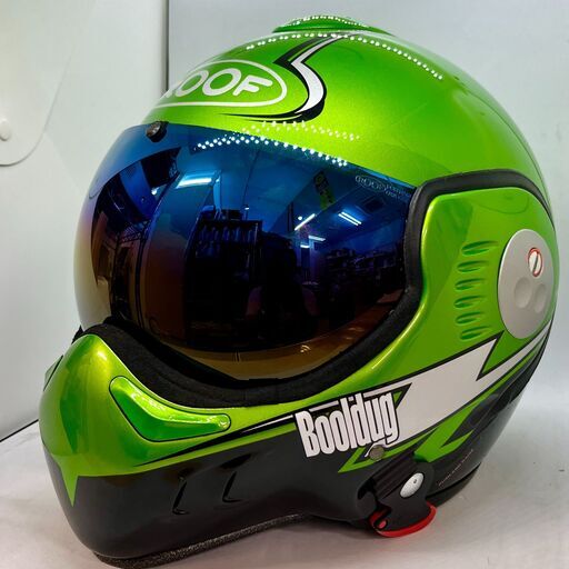 ROOF BOXER V8 ボクサー システムヘルメット ミラーシールド装着品 ライムグリーン Mサイズ オートバイ バイク