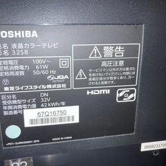 現地引取り　テレビ　32型　TOSHIBA　REGZA