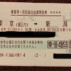 至急】新幹線:東京⇔新潟 自由席往復チケット ※乗車日限定