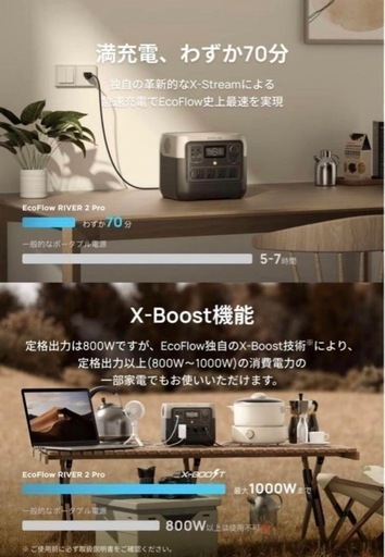 【新品未開封】値下げしました❗️ポータブル電源768Wh⭐️EcoFlow RIVER 2 Pro