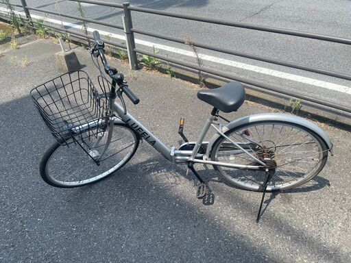 自転車　No.1308　シルバー　26インチ　LUEELA　シティサイクル　6段切替【リサイクルショップどりーむ天保山店】