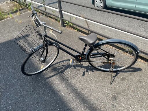 自転車　No.1309　ブラック　silver leaf　シティサイクル　6段切替　鍵故障【リサイクルショップどりーむ天保山店】