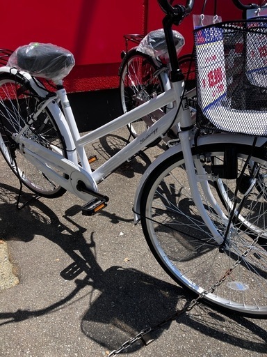 21TECHNOLOGY26インチ自転車新品未使用ママチャリ鍵付きホワイトNo.933　※現金、クレジット、スマホ決済対応※