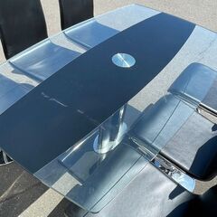 6人掛け ガラスダイニングテーブルセット Tempered Glass リビング家具 