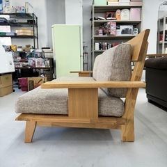 【超美品‼️】定価99,900円♪ 現行モデル ニトリ 187cm幅3人掛けソファ(アカツキNA) アッシュ材 木製フレーム 布製グレー♪