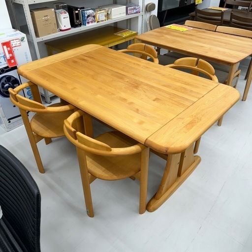【超美品‼️】定価数十万♪ 国産家具 160cm幅4人掛けダイニングテーブルセット アルダー材ブラウン♪
