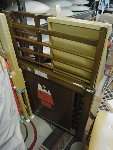 【26】木製　ベビーベッド　スヌーピー　キャスター付き　ベビー用品　寝具