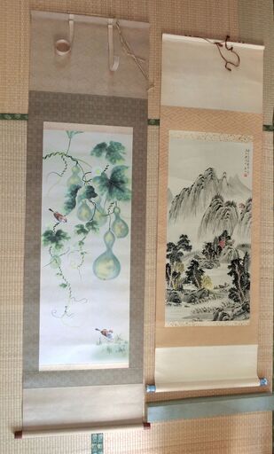 掛け軸　山水画　蔵 保存良好　2本まとめて！
