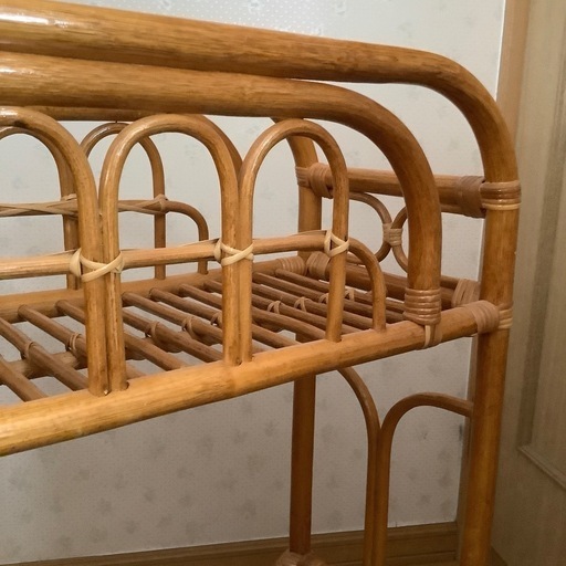 レトロ ラタン 籐 5段ラック キャスター付き 昭和レトロ】キャスター