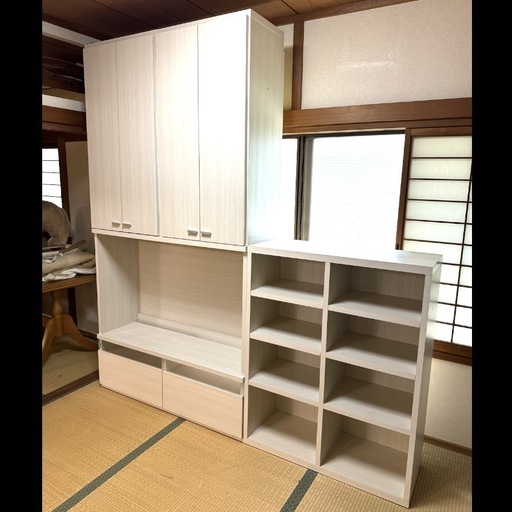 【超美品‼️】総額149,820円♪ モコ 210cm幅壁面収納 テレビ台 リビング収納家具 ホワイトウォッシュ♪