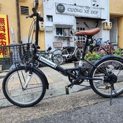 折りたたみ自転車　ＶＯＬＫＳＷＡＧＥＮ　２０インチ　６変速　カゴ　付き　黒　配達可能