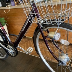 【チェーン新品！】 LEDオートライト　6段変速　27インチ自転車　ブラウンパープル チェーン新品！】 LEDオートライト 6段変速 27インチ自転車 ブラウン