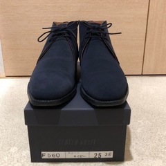 スコッチグレイン スエード チャッカブーツ 25cm 3E ネイビー