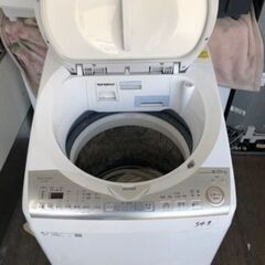 NO 349 🌈福岡市内配送設置無料✨🌈　2019年 シャープ SHARP タテ型洗濯乾燥機 ダイヤカット穴なし槽 ホワイト系 ES-TX8C-W