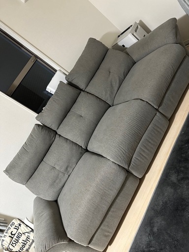 自動オットマン付き3人掛けソファ