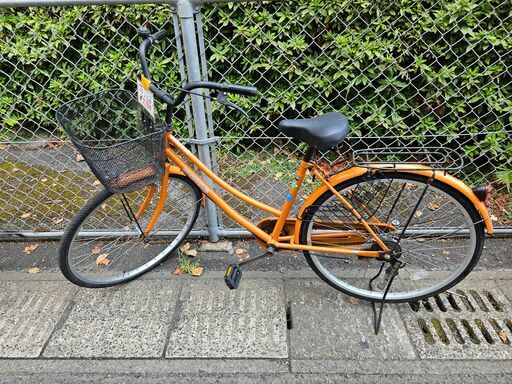 【リサイクルショップどりーむ鹿大前店】No.1568　26インチ自転車　シティサイクル　オレンジカラー　※ライト・鍵なし