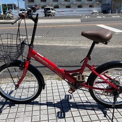 【折りたたみ自転車】美品❗️ほぼ未使用❗️20インチ 6段変速　泥除け、前カゴ付　若林自転車　浜大津店　SALE中❗️