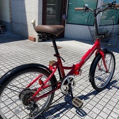 【折りたたみ自転車】美品❗️ほぼ未使用❗️20インチ 6段変速　泥除け、前カゴ付　若林自転車　浜大津店　SALE中❗️