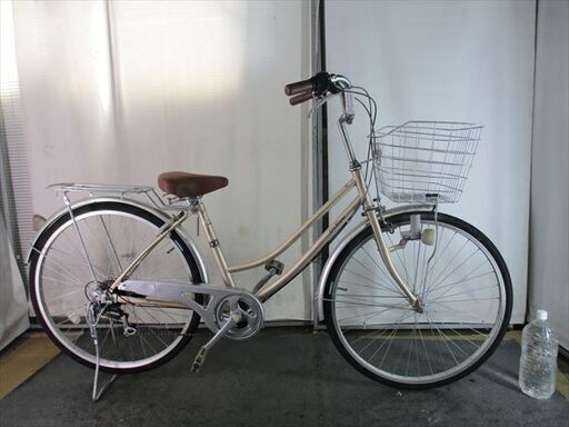 D698　★限定特価★ 中古自転車 【　26インチ　軽快車　6段　LEDダイナモライト ゴールド】
