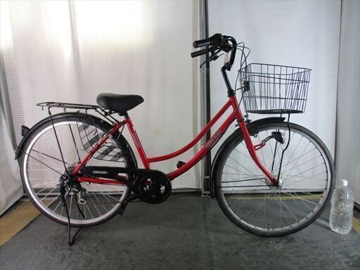 D704　★限定特価★ 中古自転車 【26インチ　軽快車　6段　LEDオートライト　レッド 】 (*^▽^*)