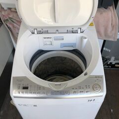 NO 349 🌈北九州市内配送設置無料✨🌈　2019年 シャープ SHARP タテ型洗濯乾燥機 ダイヤカット穴なし槽 ホワイト系 ES-TX8C-W