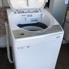 NO 349 🌈北九州市内配送設置無料✨🌈　2019年 シャープ SHARP タテ型洗濯乾燥機 ダイヤカット穴なし槽 ホワイト系 ES-TX8C-W