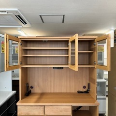 【超美品‼️】定価十数万♪ 大川家具(サンウッディ) 120cm幅キッチンボード 食器棚 収納家具 アルダー材 天然木製ブラウン♪