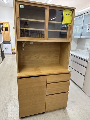 ジモティ来店特価!!　食器棚　ナチュラル　　J-0822