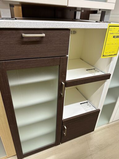 ジモティ来店特価!　　キッチンカウンター　ダークブラウン×ホワイト　　J-0826
