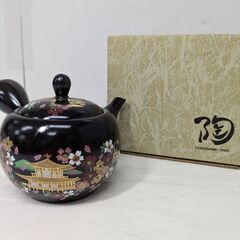 常滑焼　急須　金彩桜黒泥　茶器　器