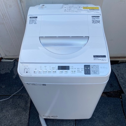 【美品】シャープ SHARP 縦型洗濯乾燥機 2019年製 5.5kg 3.5kg ES-TX5D-S