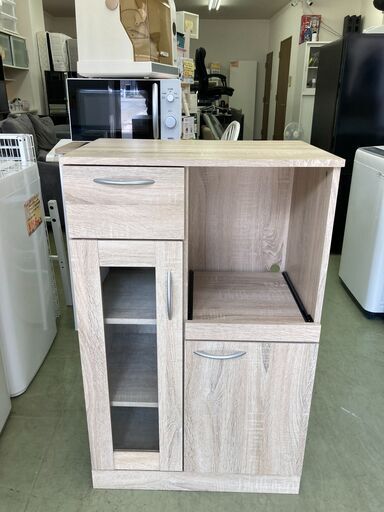 【お取引中】（美品）キッチンボード ホワイトオーク 食器棚 キッチンキャビネット キッチン ワゴン★7257★