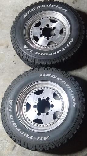 13年製215/75R15BFGoodrichｸﾞｯﾄﾘｯﾁｵｰﾙﾃﾚｰﾝ＆LODIODRIVEﾛﾃﾞｵﾄﾞﾗｲﾌﾞｱﾙﾐﾎｲｰﾙ4本ｾｯﾄ　ﾊｲｴｰｽ、ｸﾞﾗﾝﾄﾞﾊｲｴｰｽ、ｸﾞﾗﾝﾋﾞｱ 13年製215/75R15BFGoodrichｸﾞｯﾄﾘｯﾁｵｰﾙﾃﾚｰﾝ＆LODIODRIVEﾛﾃﾞｵ
